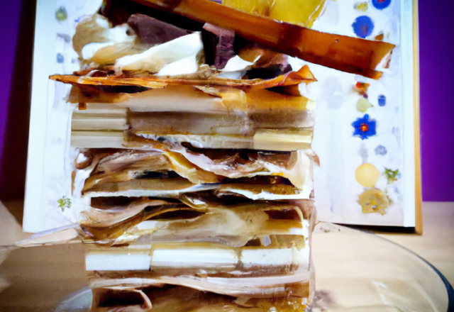 Mille-feuilles crème spéculoos/mousse de poire et son glaçage au chocolat blanc