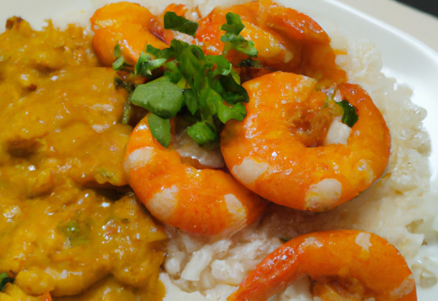 Riz aux crevettes et curry classique