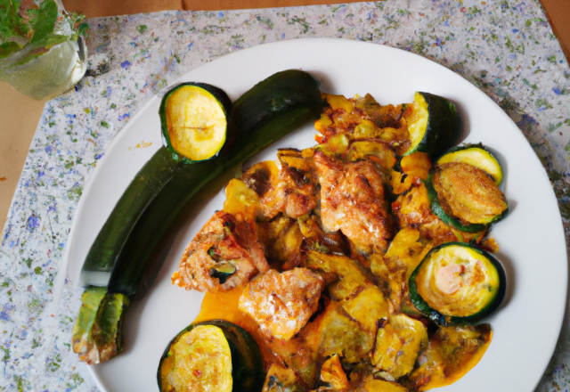 Briouats au poulet, courgettes et curry