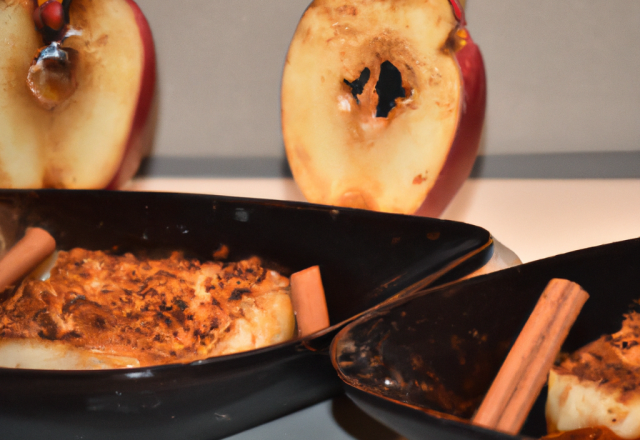 Pommes flambées au rhum et son crumble de pain d'épice