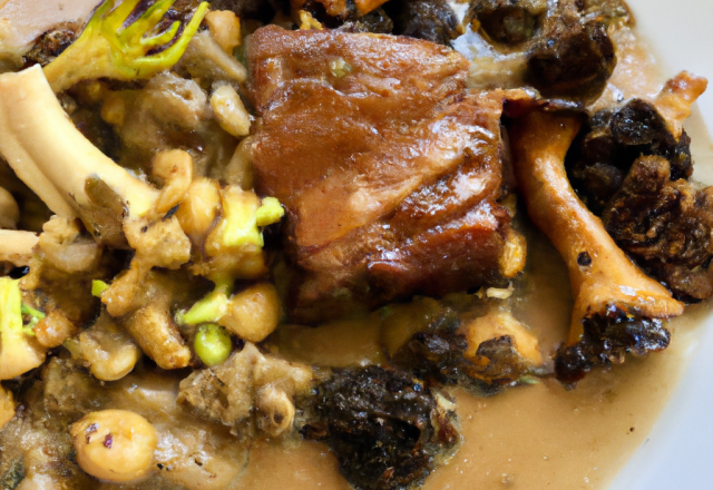 Rôti de porc au vin blanc et morilles