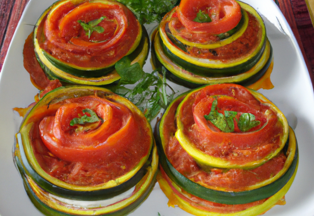 Lamelles de courgettes aux tomates fondantes