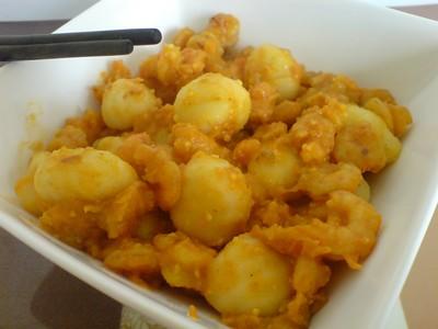 Gnocchis aux crevettes épicées abricotées