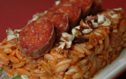 Risonitto tomate, cacahuète et chorizo