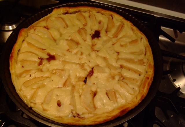 Tarte gourmande poire-choco-amande sans œuf