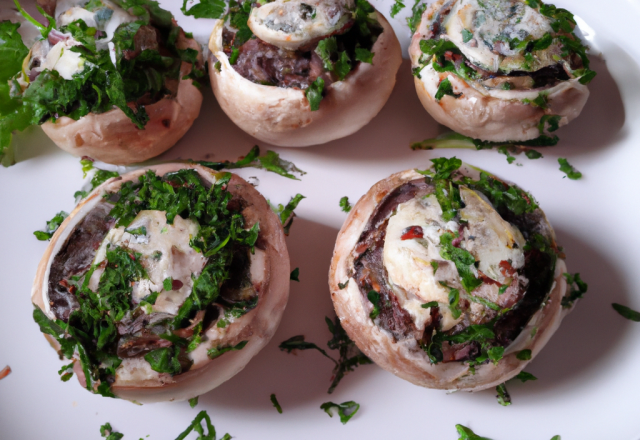 Champignons de Paris farcis au Boursin ail et fines herbes