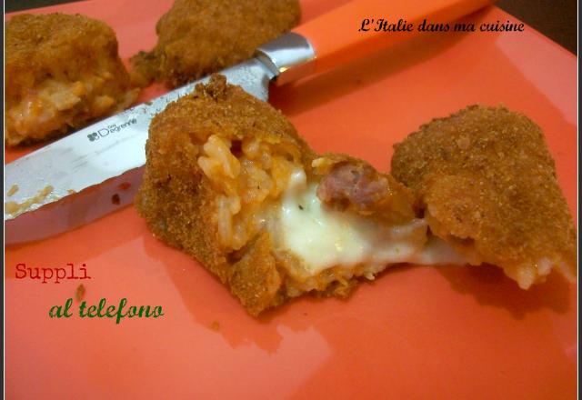 Supplì al telefono: croquettes de riz et mozzarella