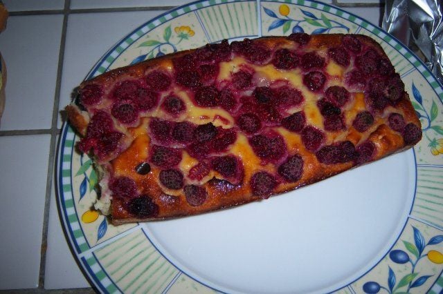 Gâteau ricotta noix de coco framboise