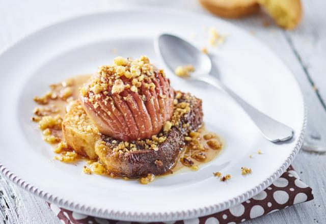 Pomme Hasselback en crumble, sur son carré Moelleux