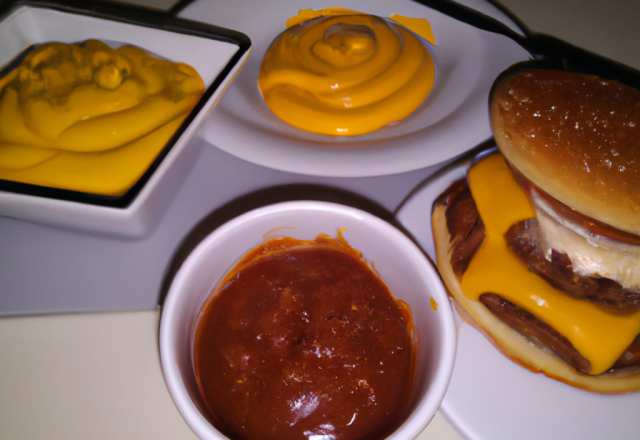 Hamburger cheddar et ses 2 sauces