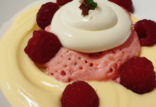 Douceur de framboise sur crème vanillée