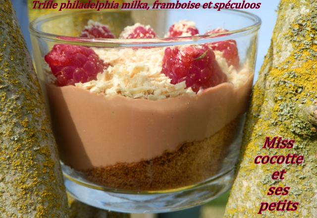 Trifle au philadelphia milka, framboises et spéculoos