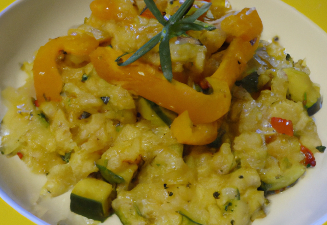 Risotto aux poivrons jaunes et courgettes