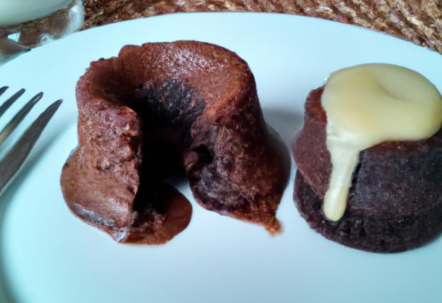 Fondant au chocolat accompagné de crème anglaise