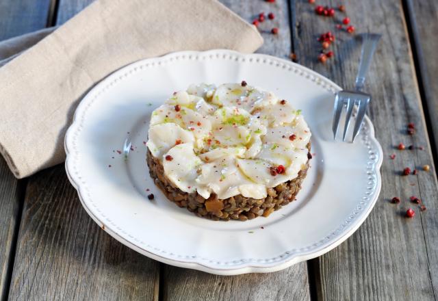 Carpaccio de Saint-Jacques aux lentilles vertes du Berry