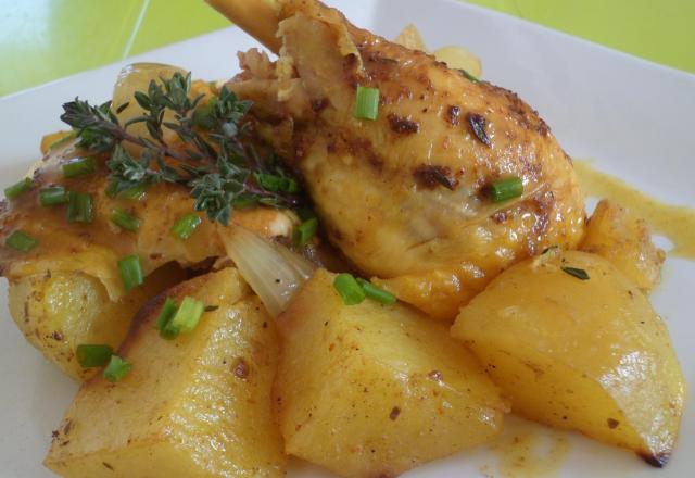 Pommes de terre à l'indienne et poulet fermier