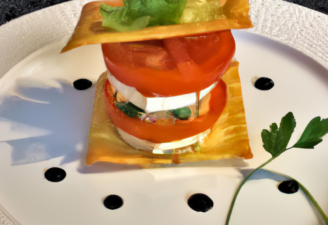 Mille-feuille de tomates au fromage de chèvre