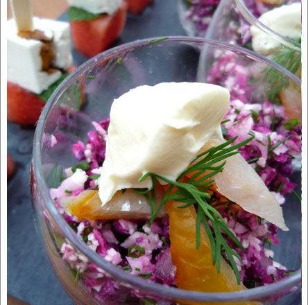 Verrine de semoule de chou fleur au haddok maison