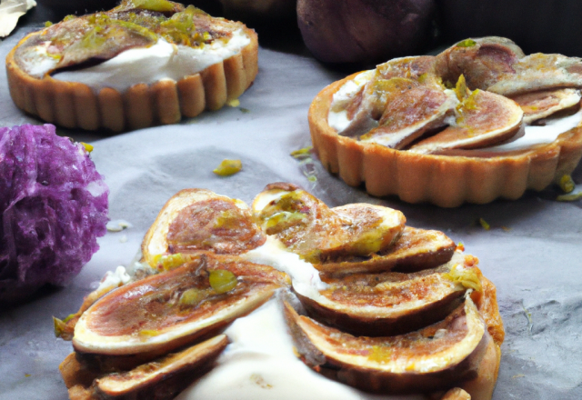 Tartes aux figues violettes, nougat et crème d'amande