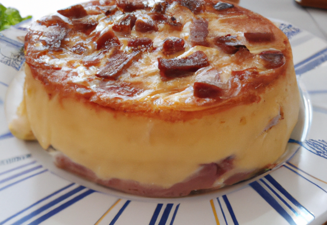 Flan aux lardons roquefort et gruyère