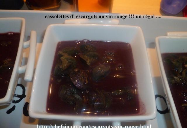 Cassolettes d'escargots de Bourgogne au vin rouge