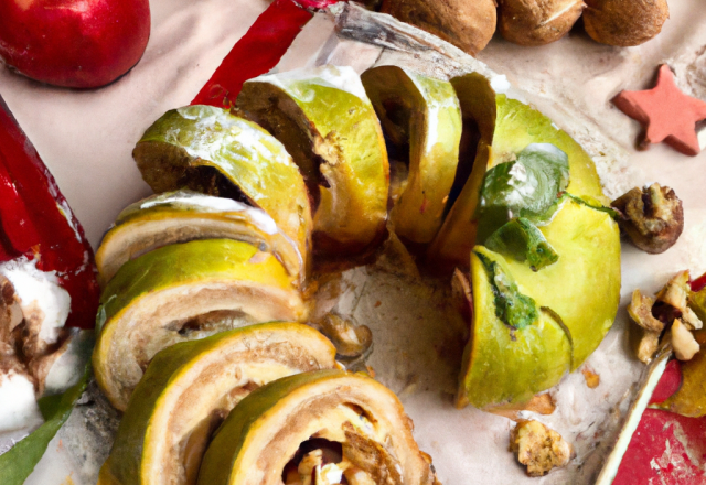 Bûche de Noël aux pommes et aux boudoirs