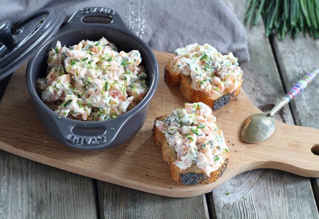 Rillettes de saumon et concombre