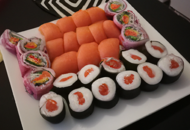 Sushis et makis au saumon