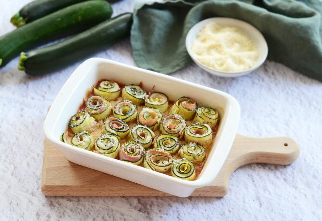 Roulé de courgette au jambon et au fromage