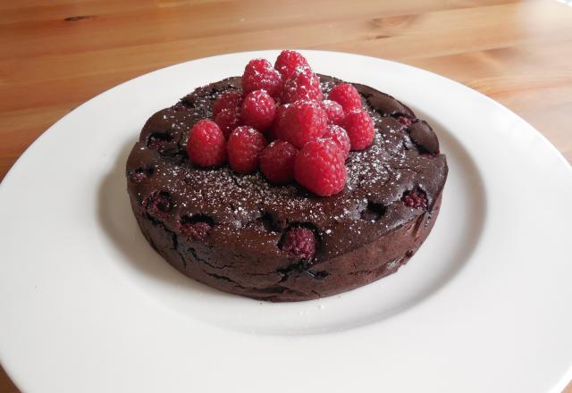 Fondant au chocolat café et framboises