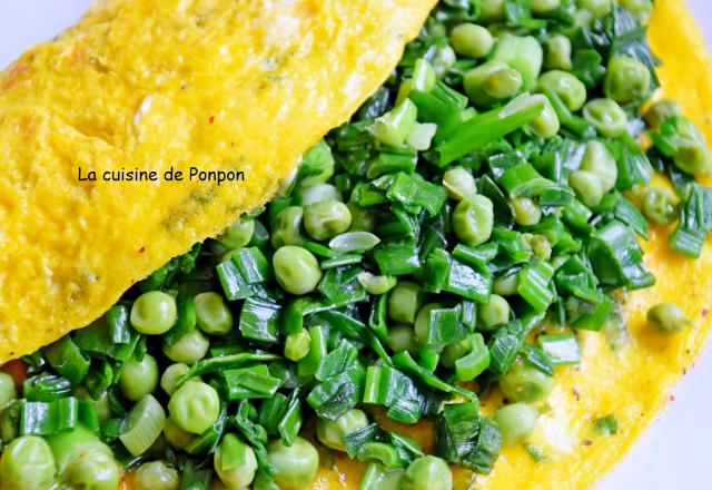 Omelette aux petits pois