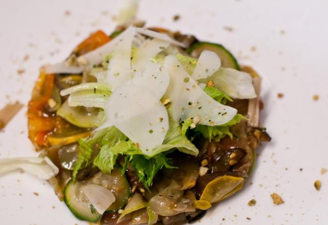 Carpaccio de Légumes Estivaux, Copeaux de Tome de Brebis & Pignons grillés