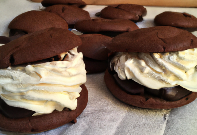 Whoopies au chocolat et à la chantilly