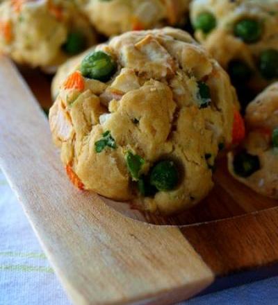 Cookies salés aux Corayas et petits pois