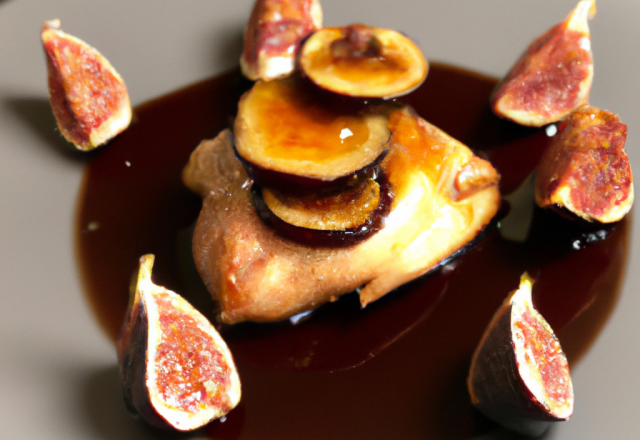 Chapon au miel, aux figues et au foie gras