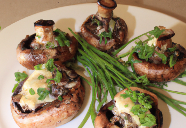 Champignons farcis au fromage de chèvre au miel et fines herbes