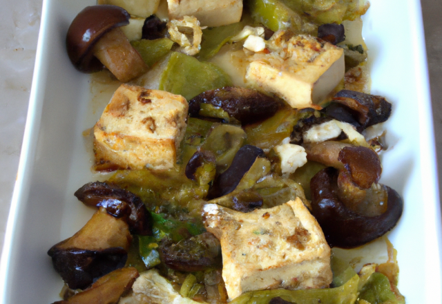 Sauté de tofu au chou et aux shiitakés