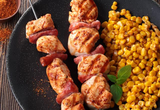 Brochettes de poulet façon Tex-Mex et maïs doux