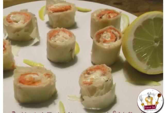 Bouchées saumon et st-Moret en feuille de brick