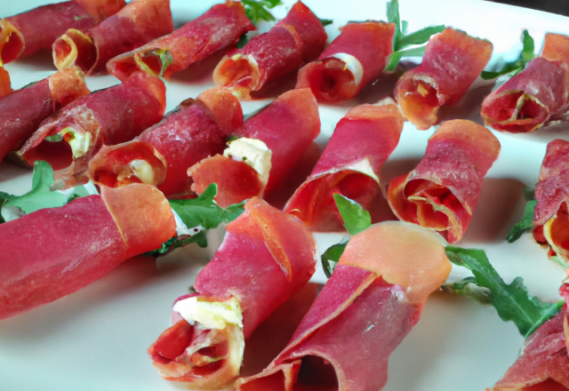 Petits rouleaux de bresaola pour un apéritif léger