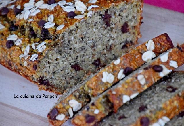 Banane bread healty aux graines de chia, noix de coco et pépites de chocolat