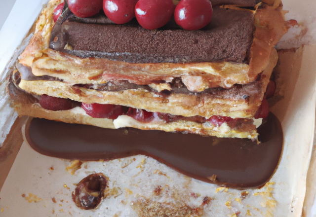 Mille feuille au chocolat et aux cerises