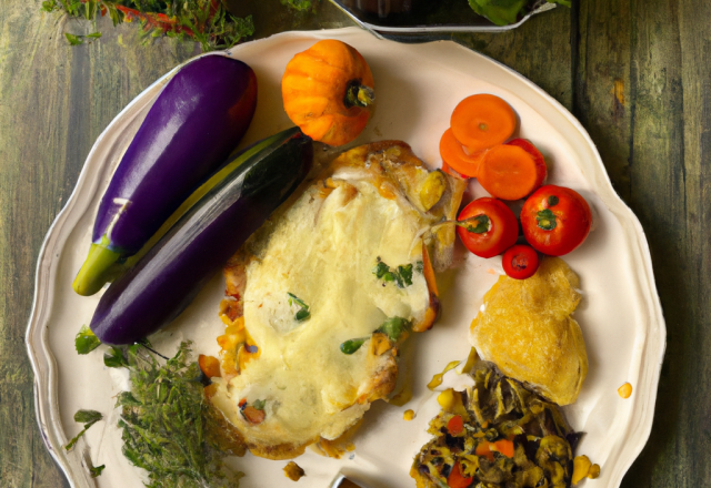 Escalopes gratinées au gruyère, et ses légumes du sud