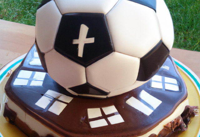 Gâteau chocolat yaourt design ballon de foot