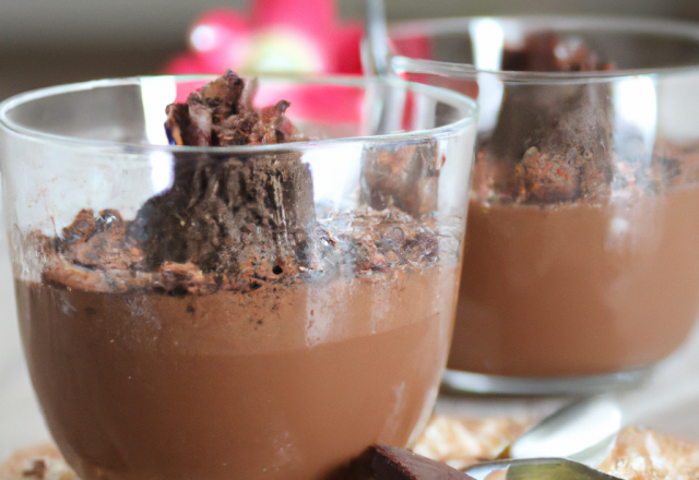 Mousse au chocolat noir et éclats de fèves de cacao