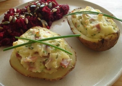 Pommes de terres farcies à la cancoillotte