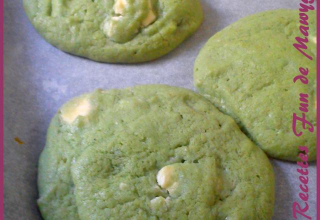 Cookies martiens à la pistache et au chocolat blanc