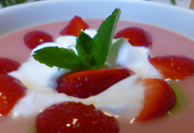 Soupe de fraises Andros meringuée