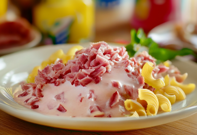 Coquillettes sauce jambon Kiri