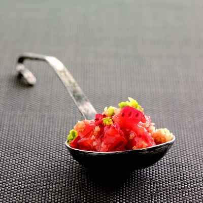 Tartare de fraises craquant aux sablés bretons